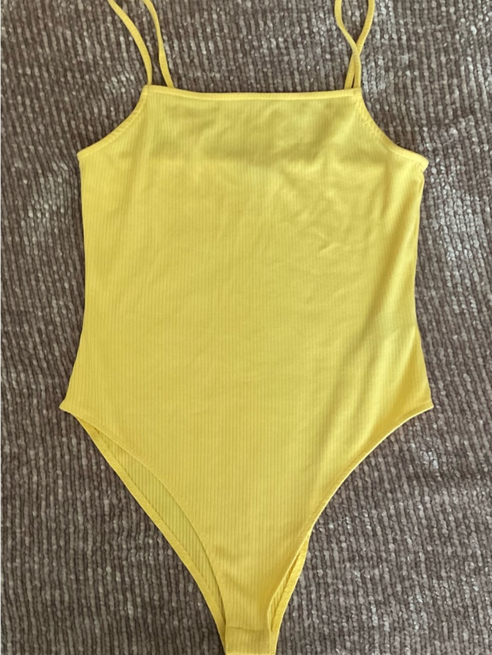 Kids Yellow Ribbed One-Piece Swimsuit